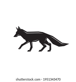 Fox Silhouette Vector Images, Flat Icons, Graphics, Logo Design. Black Fox Design Vector Illustration. Fox side view isolated on white background. Editable Vector Fox Animal templates clipart symbol