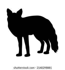 Fox silhouette vector isolated illustration. Forest wild animal image. Predator black outline
