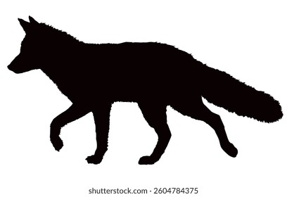 Fox silhouette vector on a white background. Wild animal logo. Forest animal. Nature symbol. Vector flat animal silhouette.