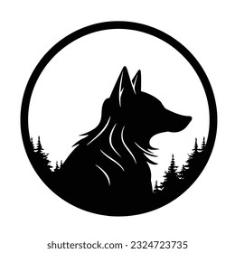 Fox silhouette, wolf logo, isolated on white background vector illustration.