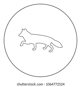 Fox of silhouettes icon black color in circle vector illustration