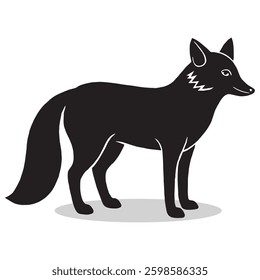 Fox silhouettes and icons. Black flat color Fox animal vector and illustration.