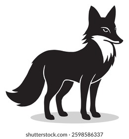Fox silhouettes and icons. Black flat color Fox animal vector and illustration.