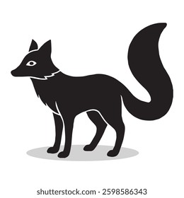 Fox silhouettes and icons. Black flat color Fox animal vector and illustration.