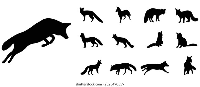 fox silhouettes vector of animals