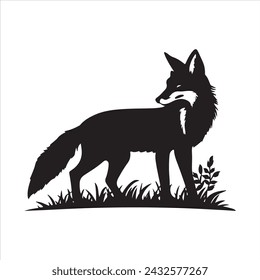 Fox silhouettes vector illustration. with fully editable.