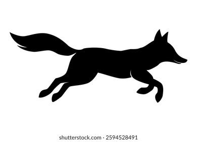 Fox, Fox sillhoutte, A Runing Fox Silhouette Vector Illustration.