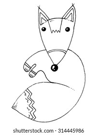 fox simple drawing cartoon character