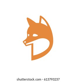 Fox. Simple vector illustration in flat style. Fox red head isolated on white background.