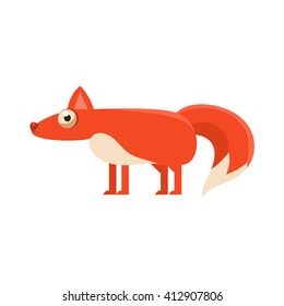 Fox Simplified Cute Illustration In Childish Flat Vector Design Isolated On White Background