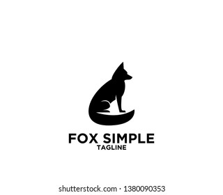 fox sit down silhouette logo icon designs illustration template