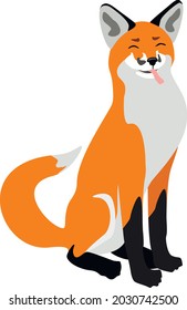 The fox sits with his tongue out. Vector illustration