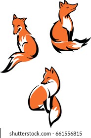 Fox sitting in different poses