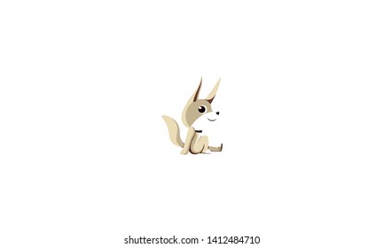 the fox is sitting. Fennec fox. - vector