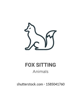 Fox sitting outline vector icon. Thin line black fox sitting icon, flat vector simple element illustration from editable animals concept isolated on white background
