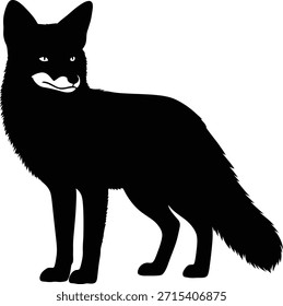 Fox sitting silhouette vector illustration for woodland animal themes and children book illustrations.