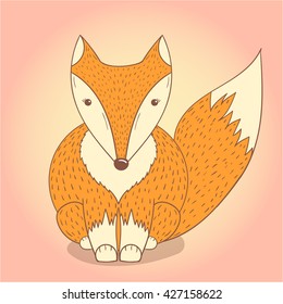 Fox sitting vector illustration.