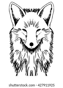 Fox sketch drawing isolated on white background