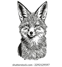 fox sketch, hand drawing of wildlife, vintage engraving style, vector illustration fox cub
