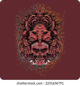 fox and skull vector illustration design