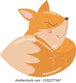 Fox Sleepig Smile Vector Yellow Color