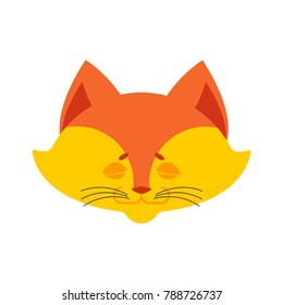 Fox sleeping emoji. Animal asleep emotions. she-fox dormant. Vector illustration