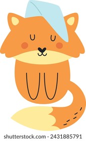 Fox Sleeping With Hat Vector Illustration