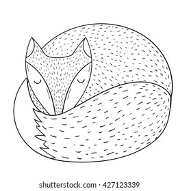 Fox sleeping vector illustration.