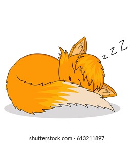 Fox Sleeping Vector Illustration Sleeping Anime Stock Vector (Royalty ...