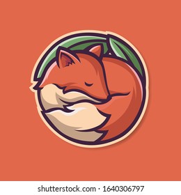 Fox sleeping in the wild, this design can be printed on T-shirts, for logos and for all needs