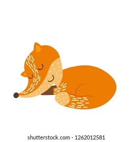 the fox sleeps a simple childish style