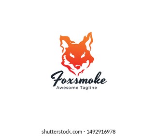 Fox smoke logo design. Fire fox logo design, Abstract animal head logo design. Creative fox head vector illustration