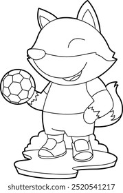 Fox Soccer jogador Futebol Animal Vetor Ilustração de Arte Gráfica