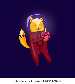 fox space cartoon illustration vector