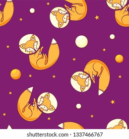 Fox in space with stars and planets, child design