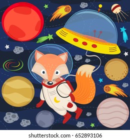 fox in space - vector illustration, eps