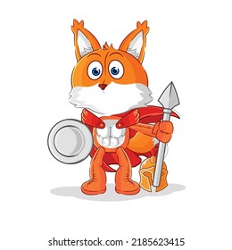 the fox spartan character. cartoon mascot vector