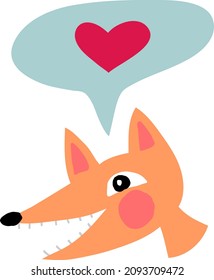 fox speaks a message of love. Enamored fox.