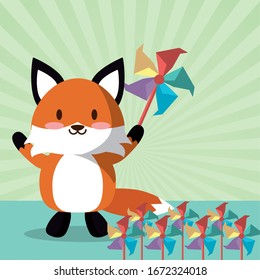 fox and spiral air toys vector illustration design