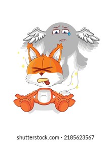 the fox spirit leaves the body mascot. cartoon vector