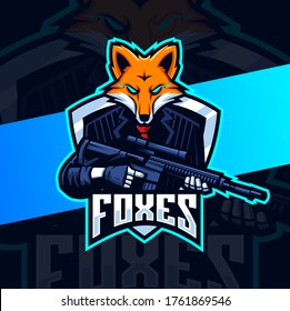 Fox Squad With Gun Mascot Esport Logo Design