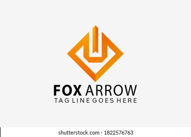 Fox Square Arrow Logo Design Vector Illustration