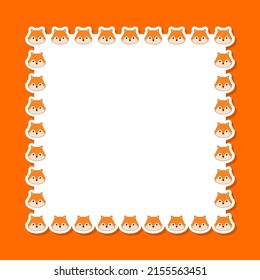 Fox with square frame for banner, poster, and greeting card