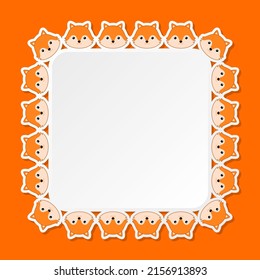 Fox with square frame for banner, poster, and greeting card