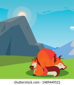 fox and squirrel happy autumn season design