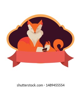 fox and squirrel happy autumn season design