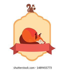 fox and squirrel happy autumn season design