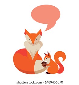 fox and squirrel happy autumn season design