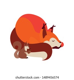 fox and squirrel happy autumn season design