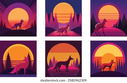 a fox standing in a glowing forest with a massive